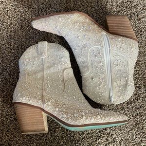 Betsey Johnson Rhinestone Cowboy booties